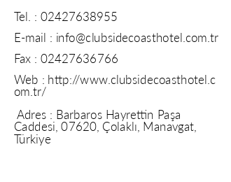 Club Side Coast Otel iletiim bilgileri
